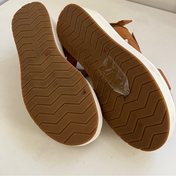 Everlane Sport Leather Platform Sandals Tan Caramel Cognac 7 Velcro - Picture 7 of 8